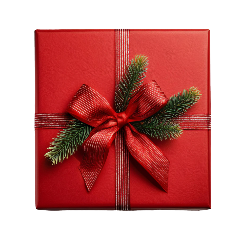 a red gift box with a red ribbon and a bow on it png