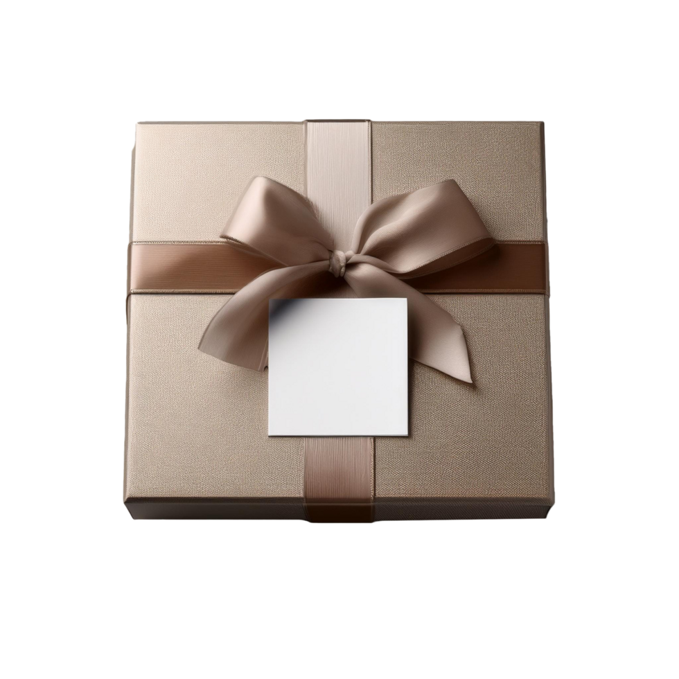 a box with a ribbon tied around it and a label on it png