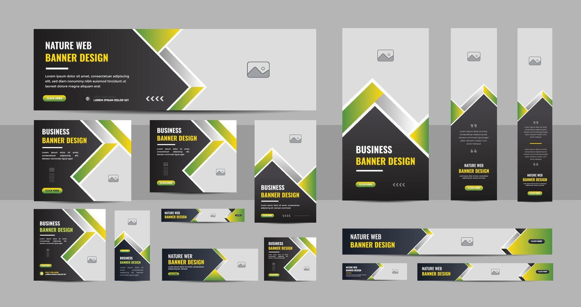 Agro web banner design template Set, Horizontal header web banner. Modern Gradient green cover header background for website design vector