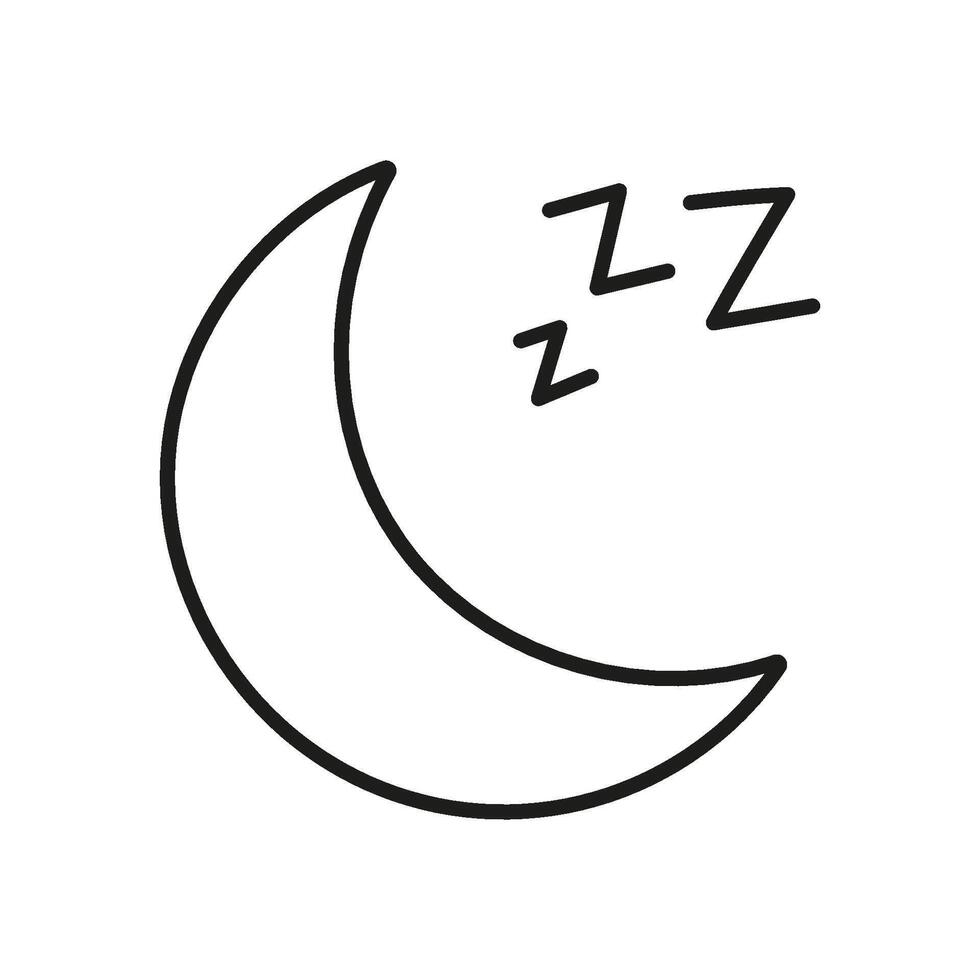Crescent Moon with ZZZ Line Icon. Nighttime Sleep Outline Symbol. Peaceful Night Rest. Editable Stroke. Isolated Illustration vector