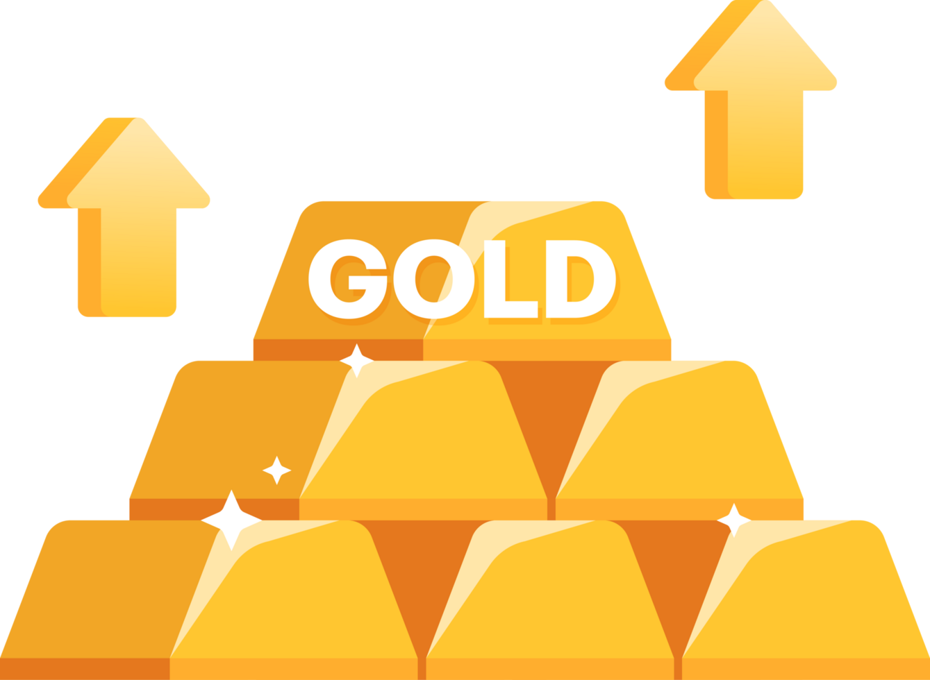 Gold investment up arrow icon png