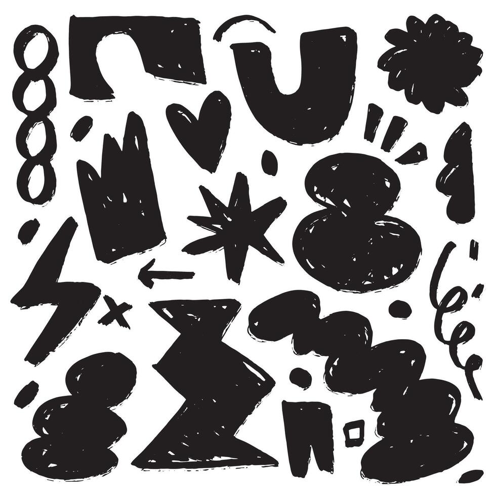 Bold Hand Drawn Doodle with Rough and Abstract Shapes vector
