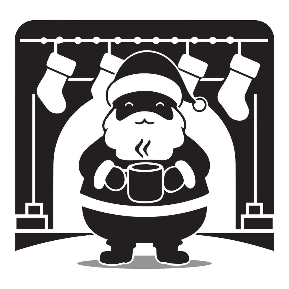Silhouette Tshirt design of a cute and chubby Santa Claus vector