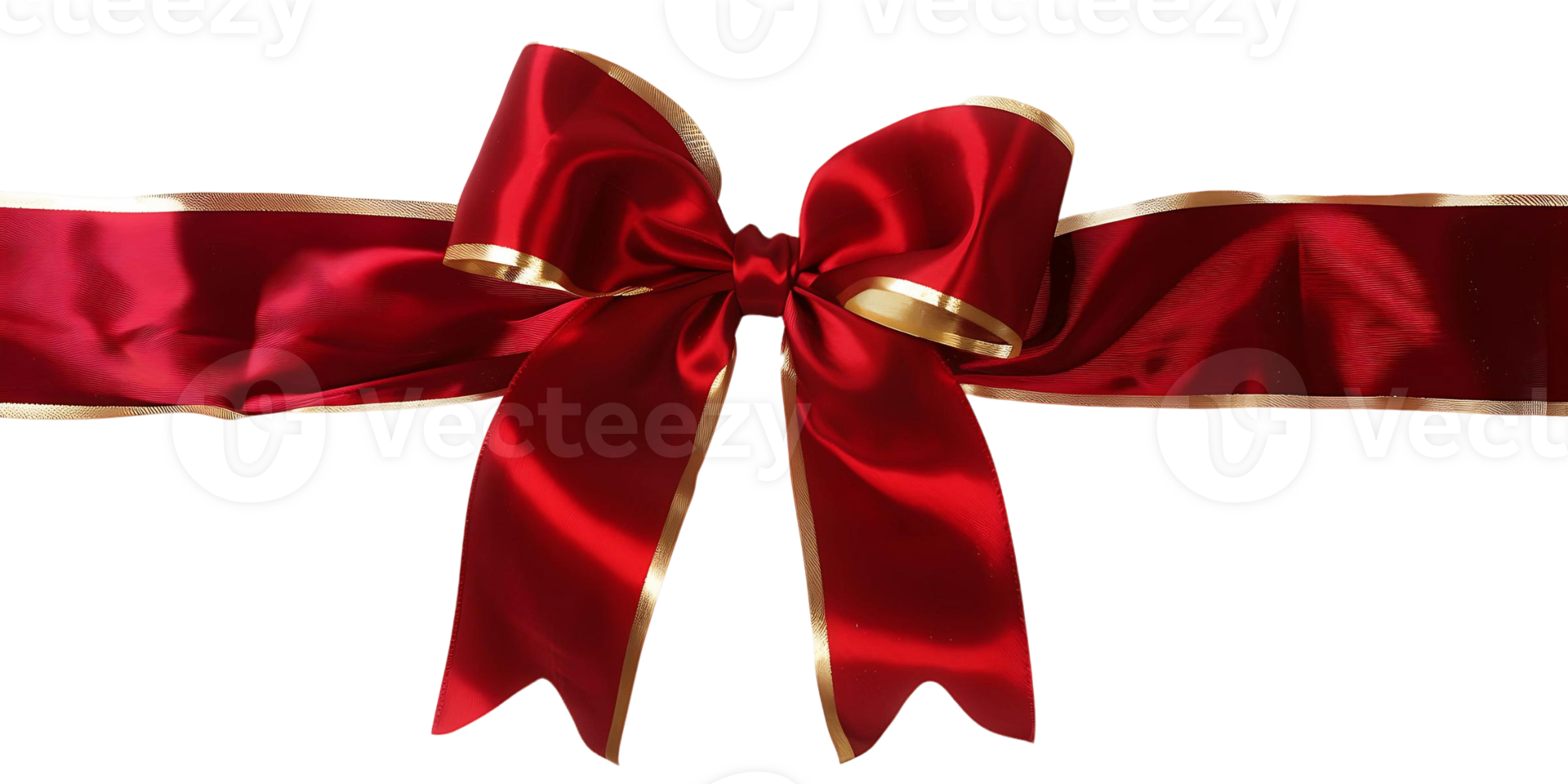 Isolated transparent red ribbon with gold bow png