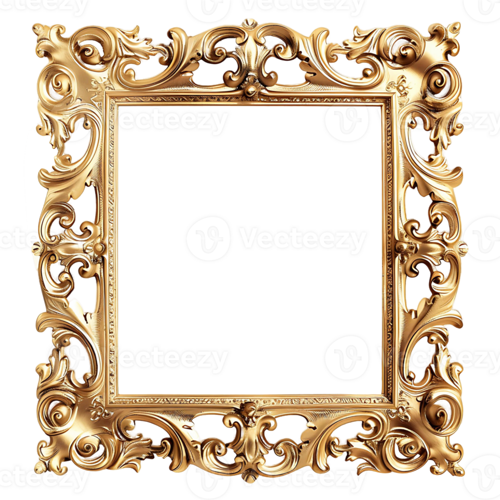 Vintage Gilded Photo Frame on Transparent Background png