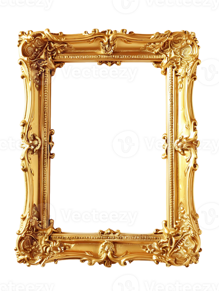 Classic Golden Rectangle Frame for Vintage Photos png