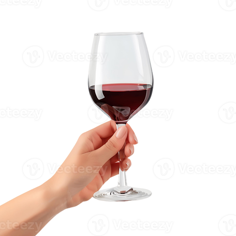 Female Hands Holding Red Wine Glasses on Transparent Background png