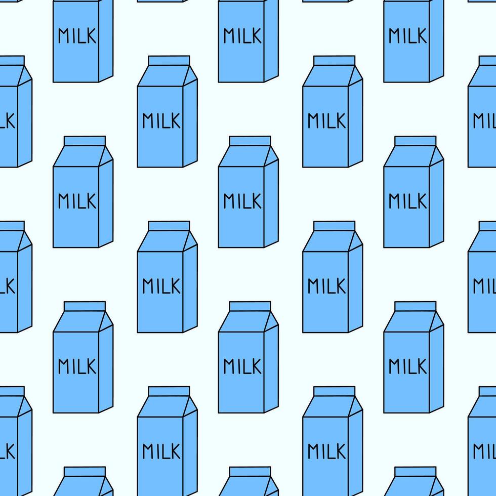 Seamless Pattern with Milk Box. Carton packaging. Dairy product. flat illustration. vector