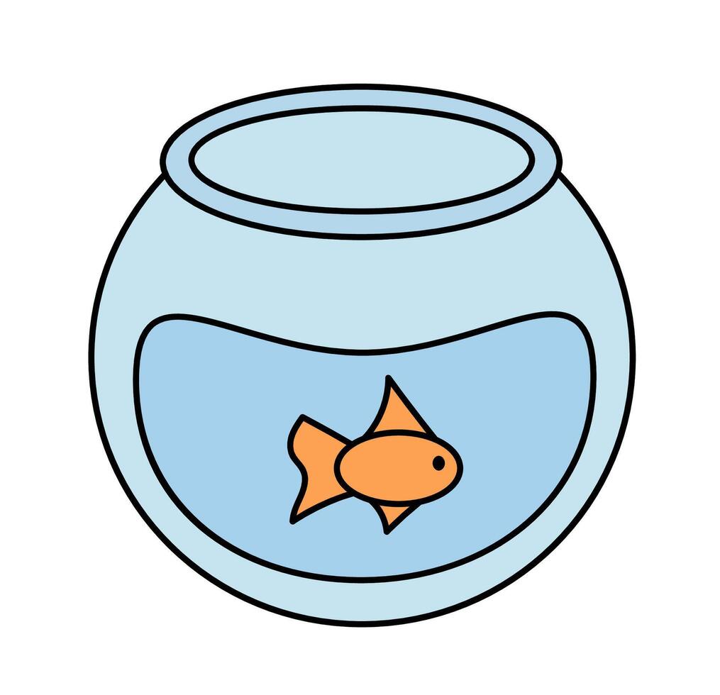 Aquarium with fish. flat illustration isolated on a white background. vector