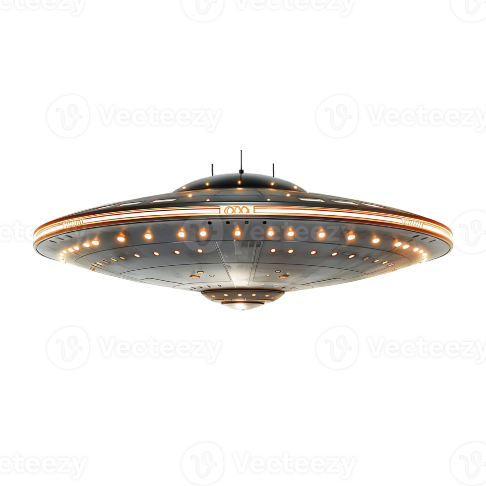 Flying Alien UFO Spaceship Isolated on Transparent Background Ideal for Animations png