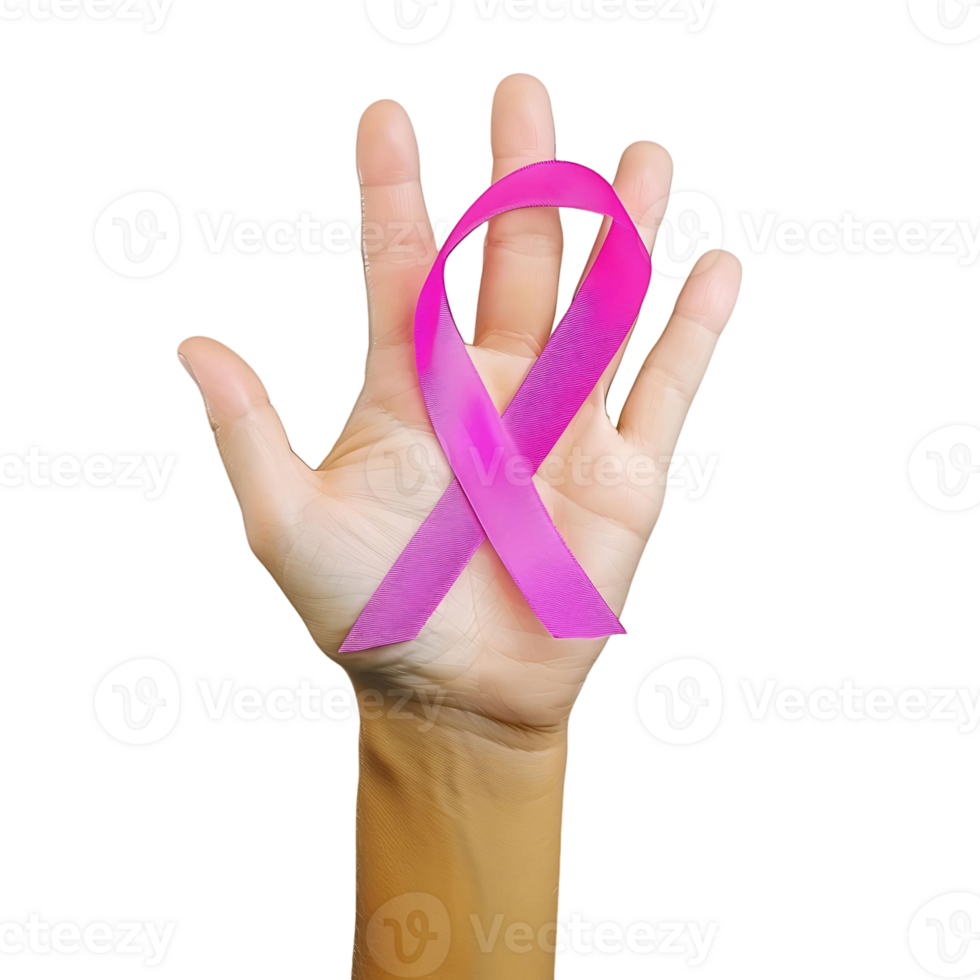 Woman Hand with Pink Ribbon for Awareness Campaigns png