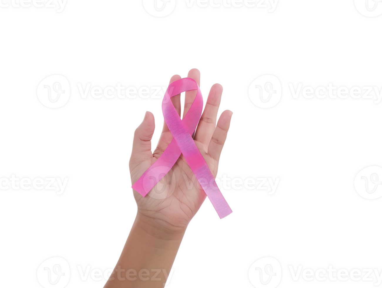 Woman Hand with Pink Ribbon for Breast Cancer Awareness png