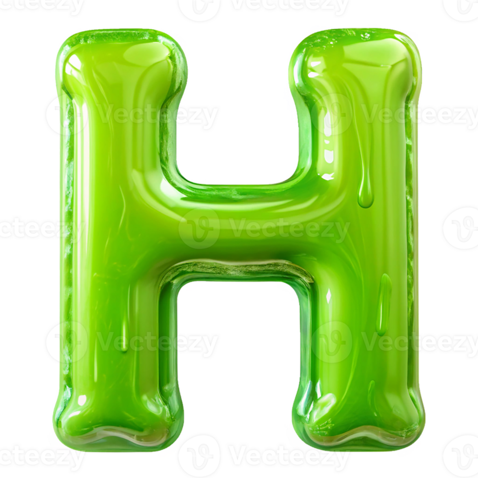 A green letter h with a liquid texture png