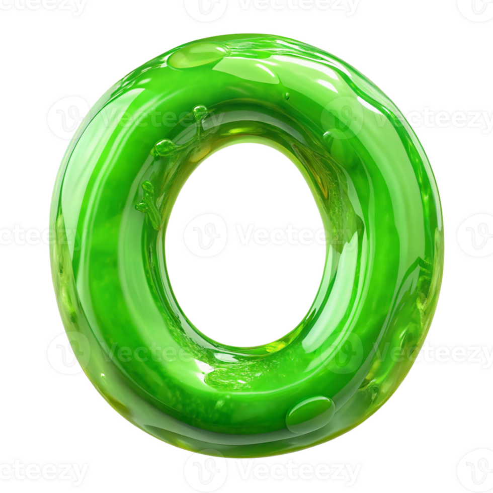 A green liquid filled letter o png