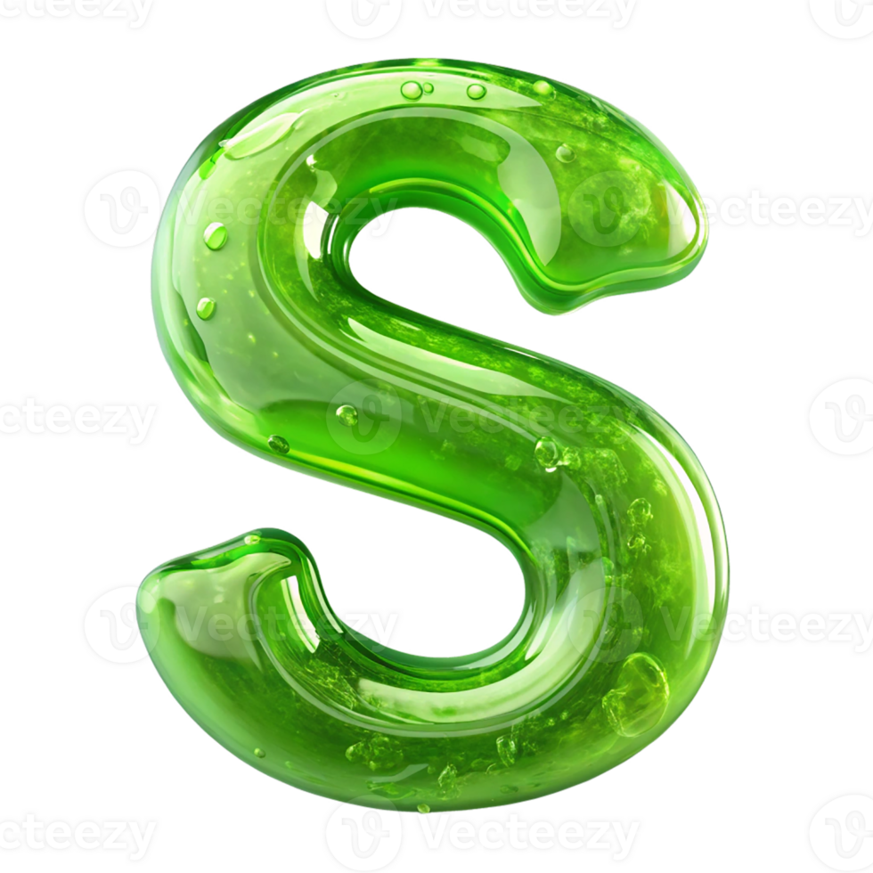 A green letter s with water droplets on it png