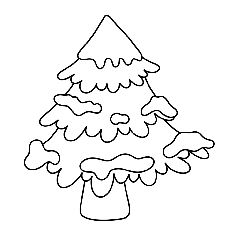 Christmas tree doodle illustration by hand drawn png
