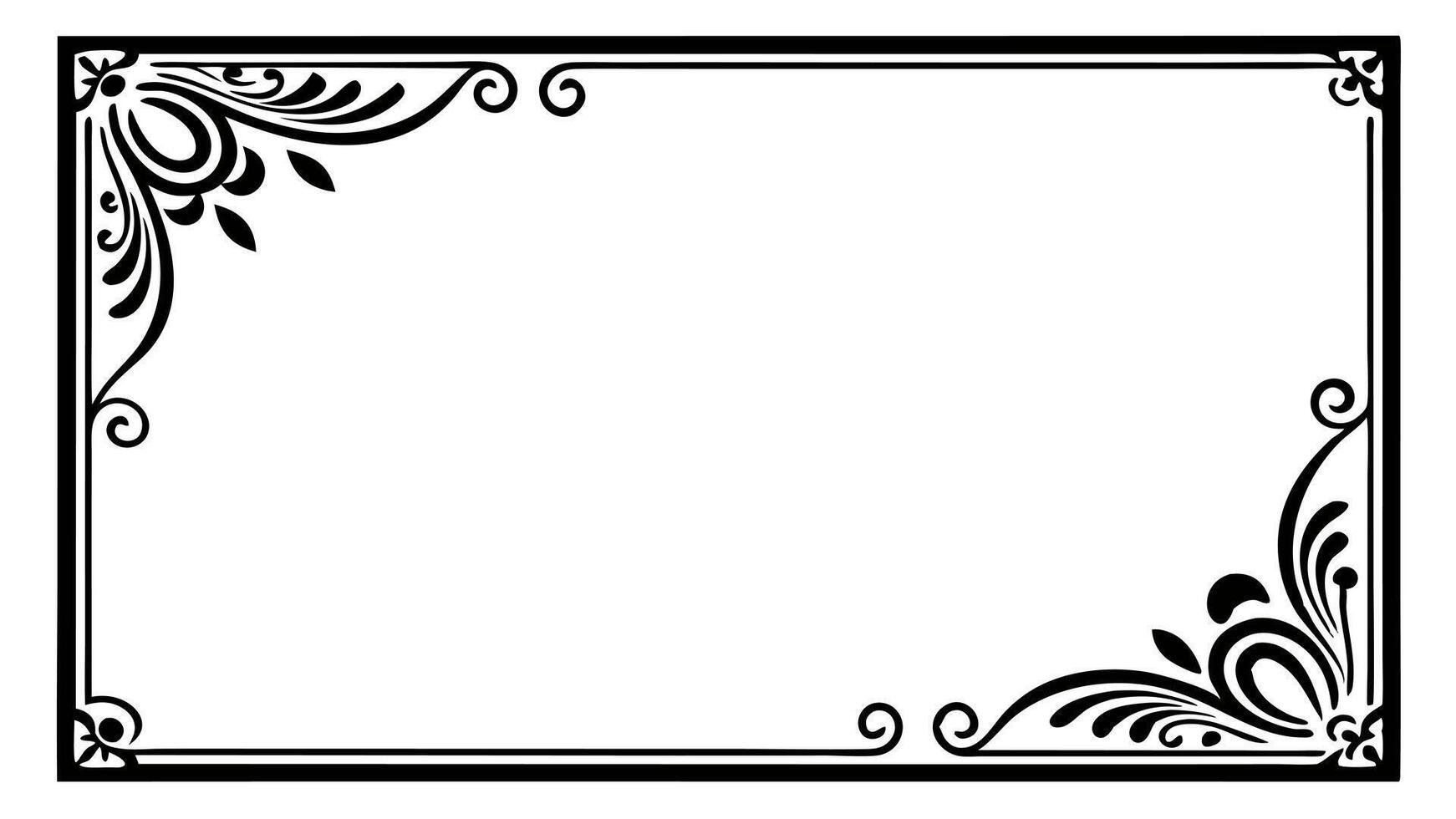 A black and white square frame with a floral design vector