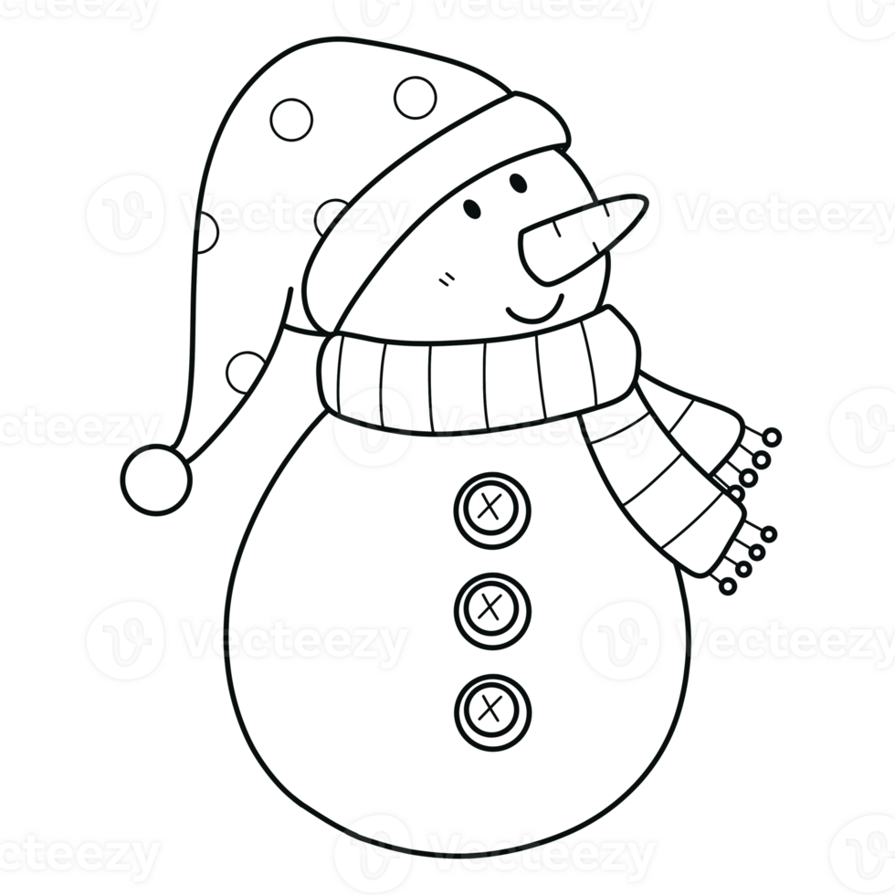 Cute Snowman decoration for Christmas doodle line celebration illustration by hand drawn png