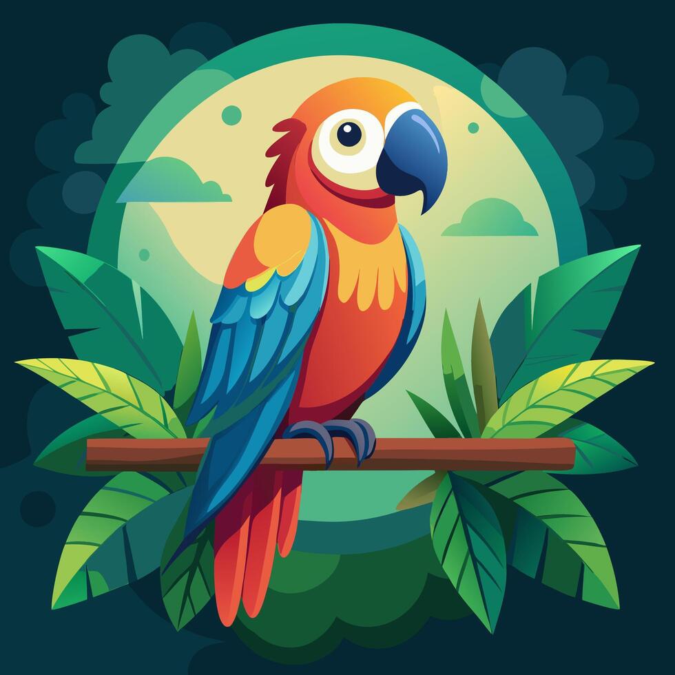 illustration of a parrot sitting on a branch vector