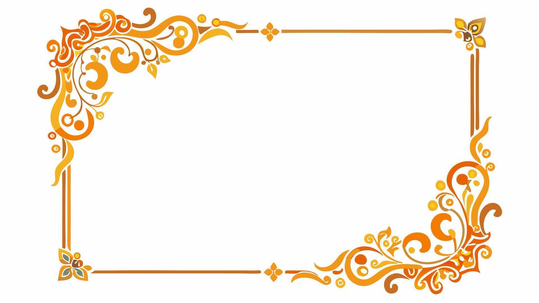 an orange and gold frame with swirls vector