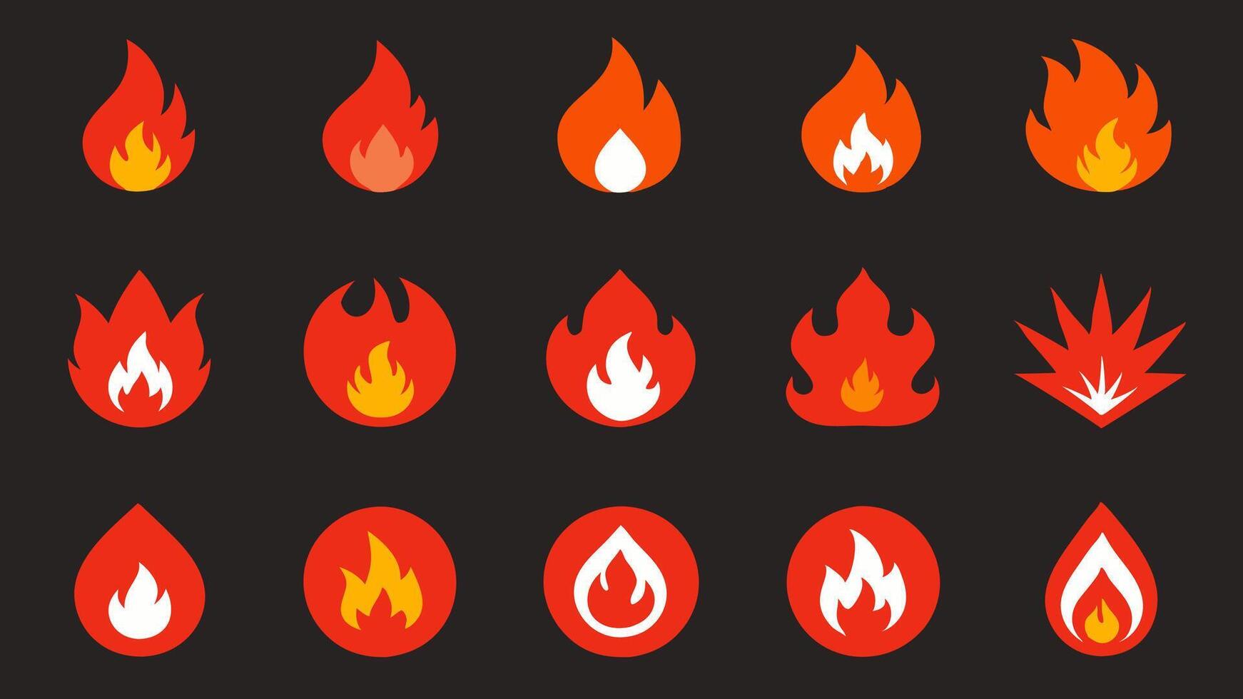 New set of Fire Flames icon. Flame symbols. Set of colorful fire flame. Collection of hot flaming element. Fire illustration. vector