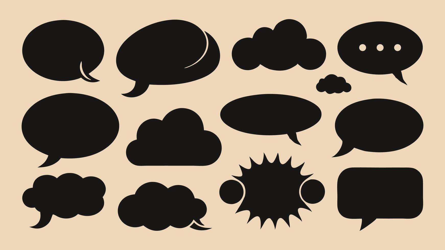 Comic Style Speech Bubbles with Doodle Text Boxes and Cloud Elements for Comments vector
