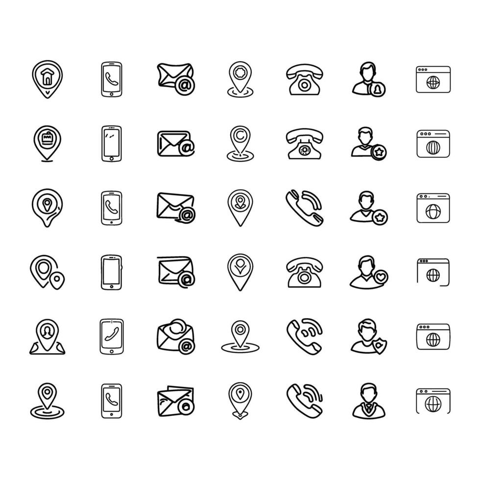 Business Card icon set. Home, Call, Email, Location, Phone, User, Website vector
