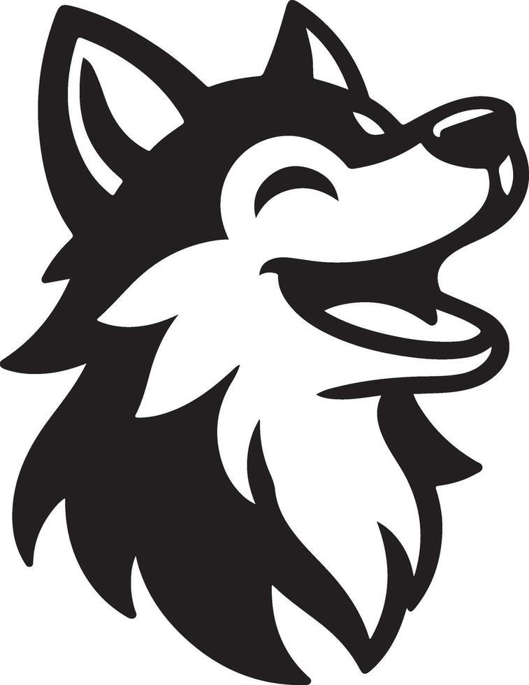 Wolf head happy silhouette style in white background vector