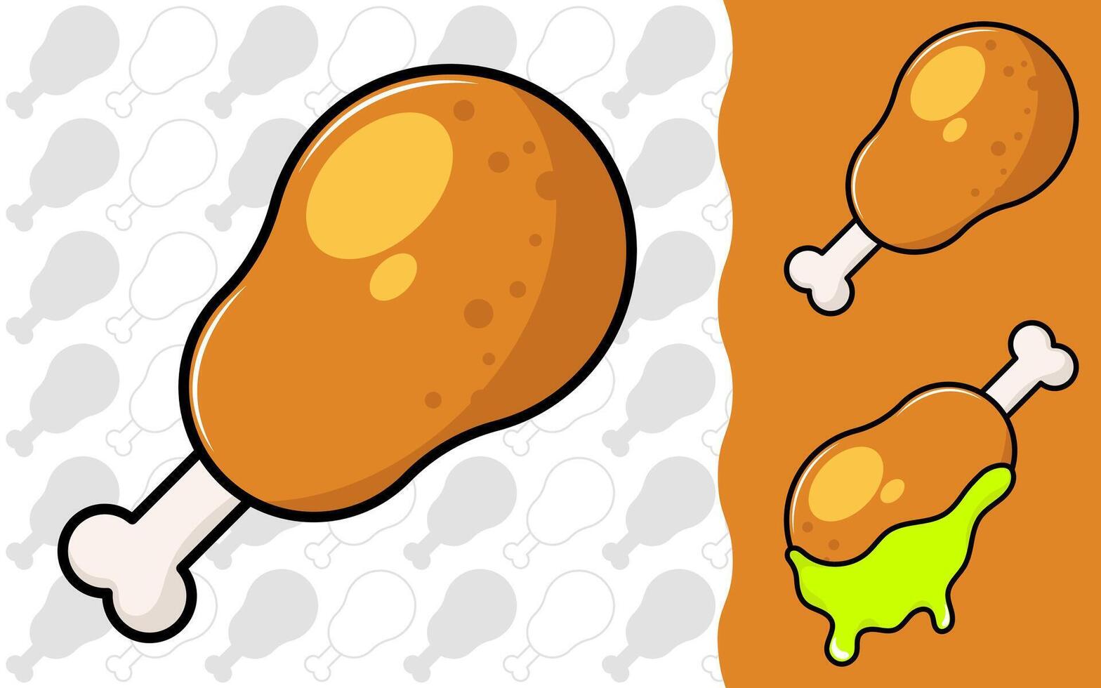 a cartoon chicken with a bone and a green liquid vector