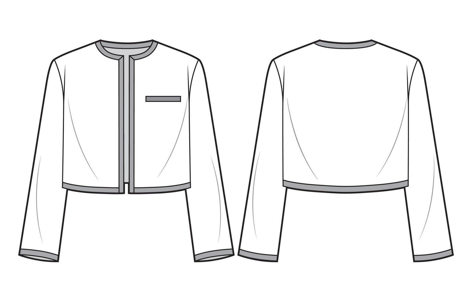 Woman cropped jacket without a collar vector