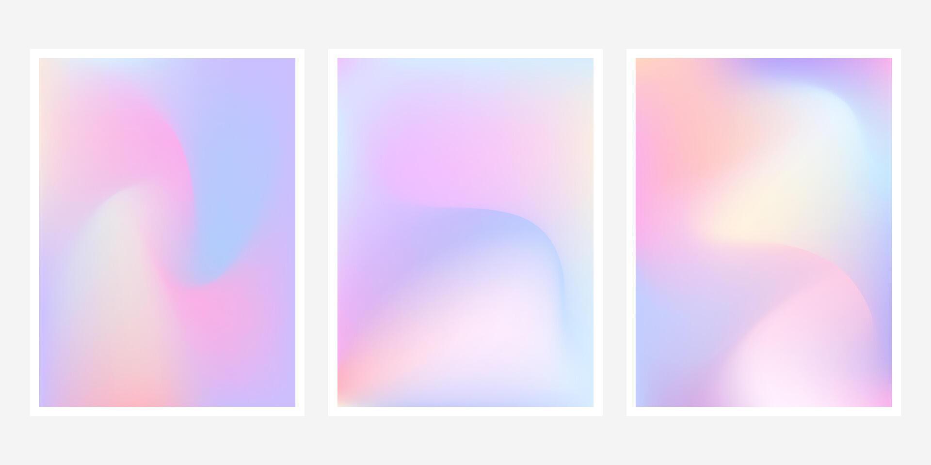 Unicorn gradient wave fluid posters background. Minimal holographic liquid blurred background for social media, brochure, flyer vector