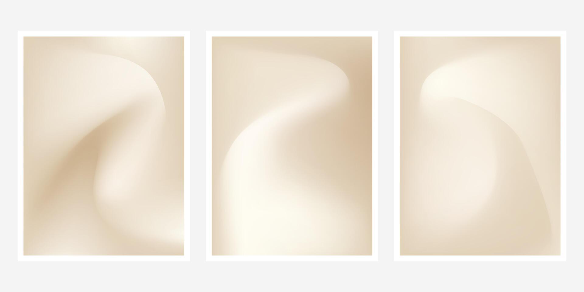 Gradient wave fluid posters background. Minimal beige liquid blurred background for social media, brochure, flyer vector