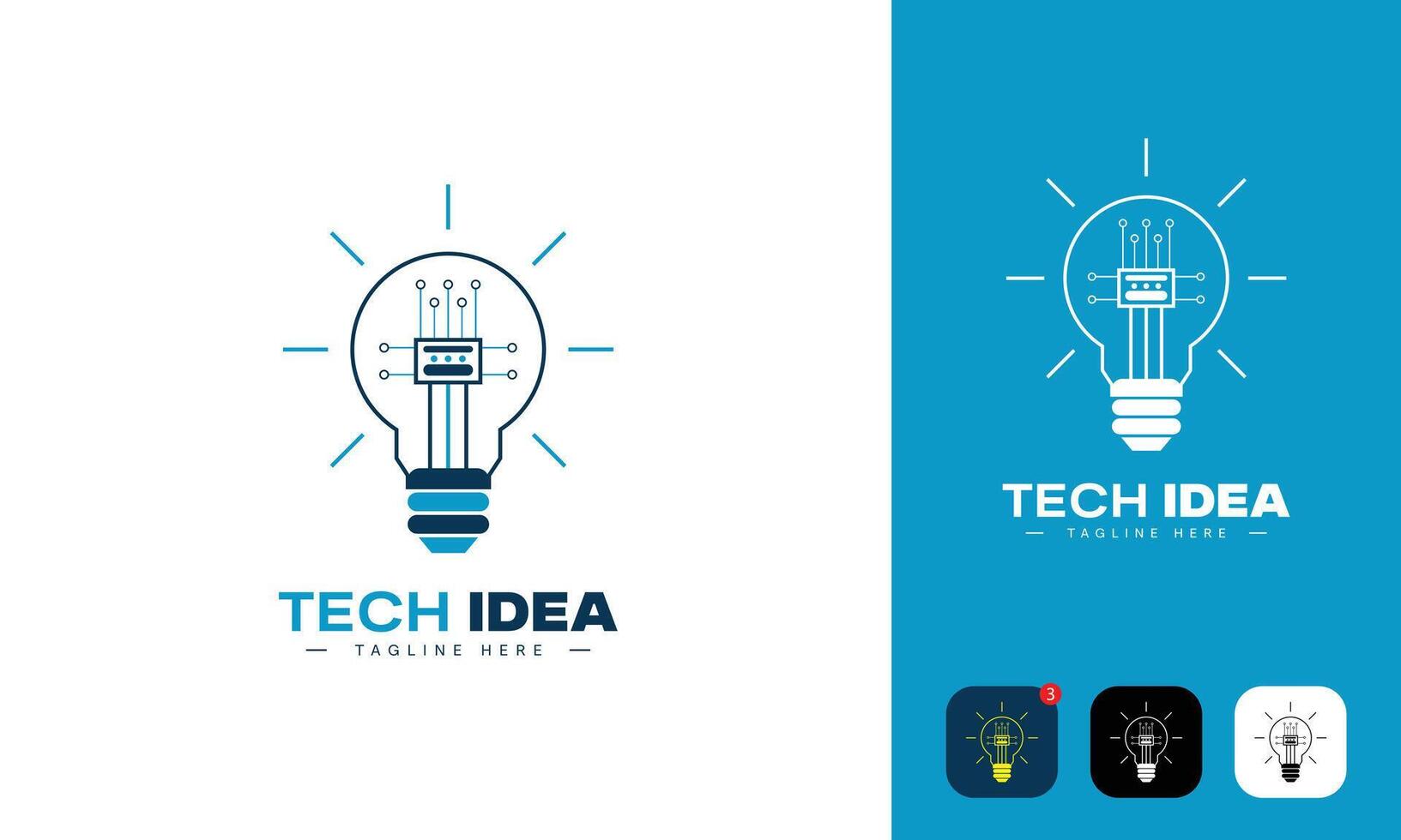 Tech Idea Logo Template, Technology modern logo with light bulb idea concept logo icon vector