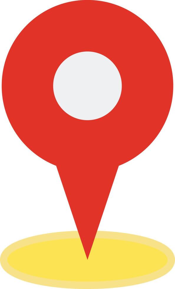 A red pin with a yellow circle on it vector