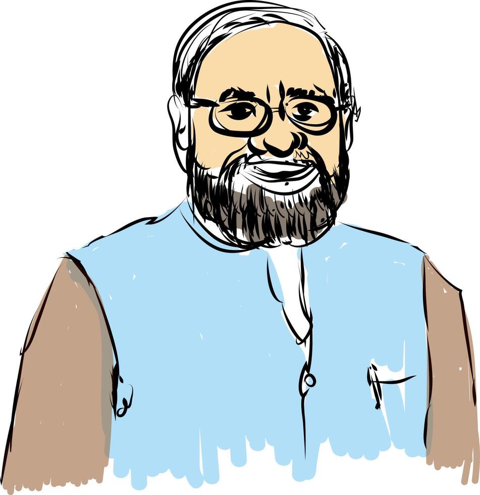 A drawing of a man with glasses and a beard vector