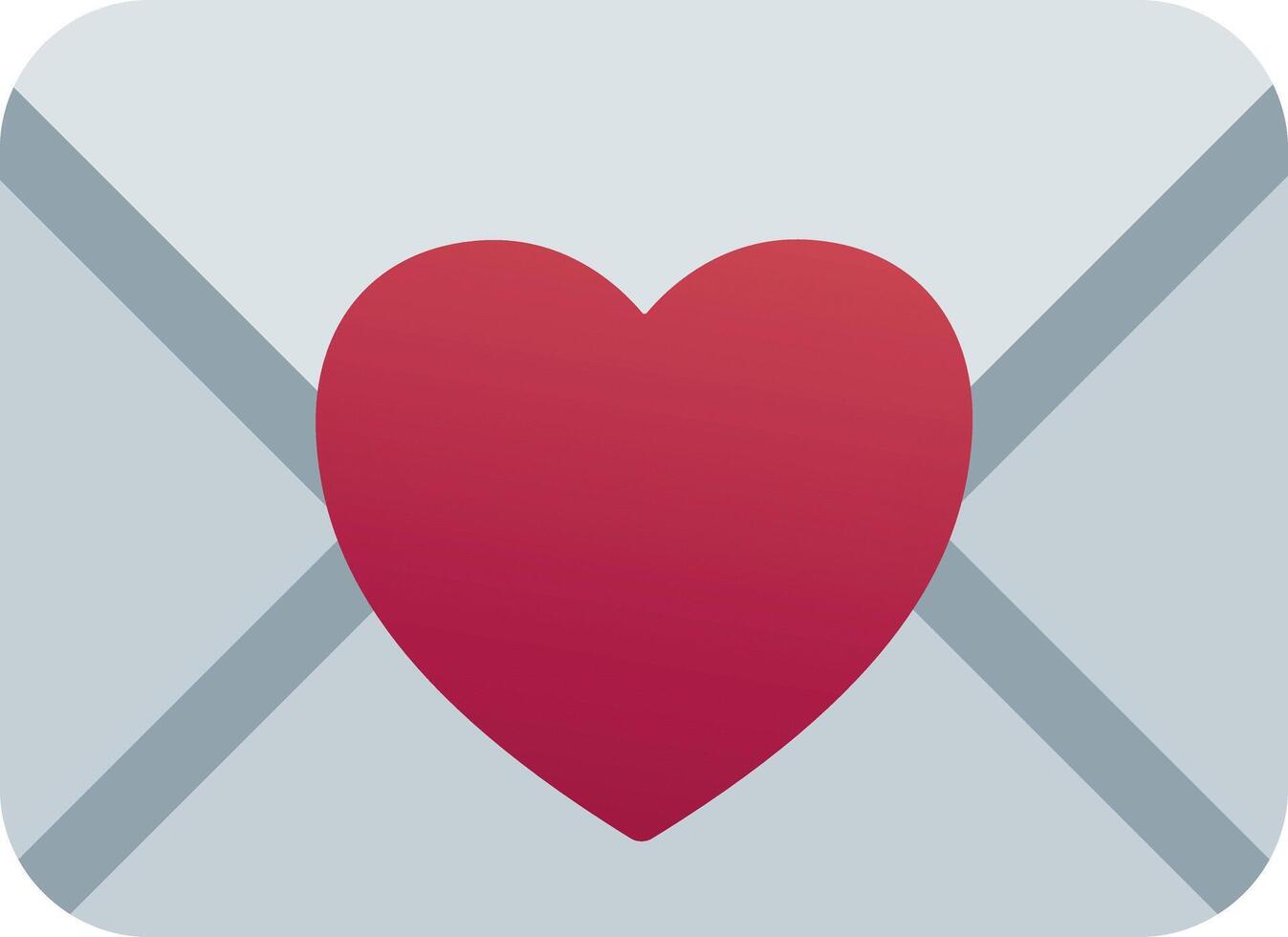A red heart is shown on an envelope vector