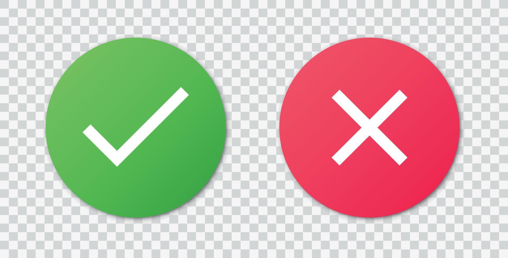 Two green and red check marks on a white background vector