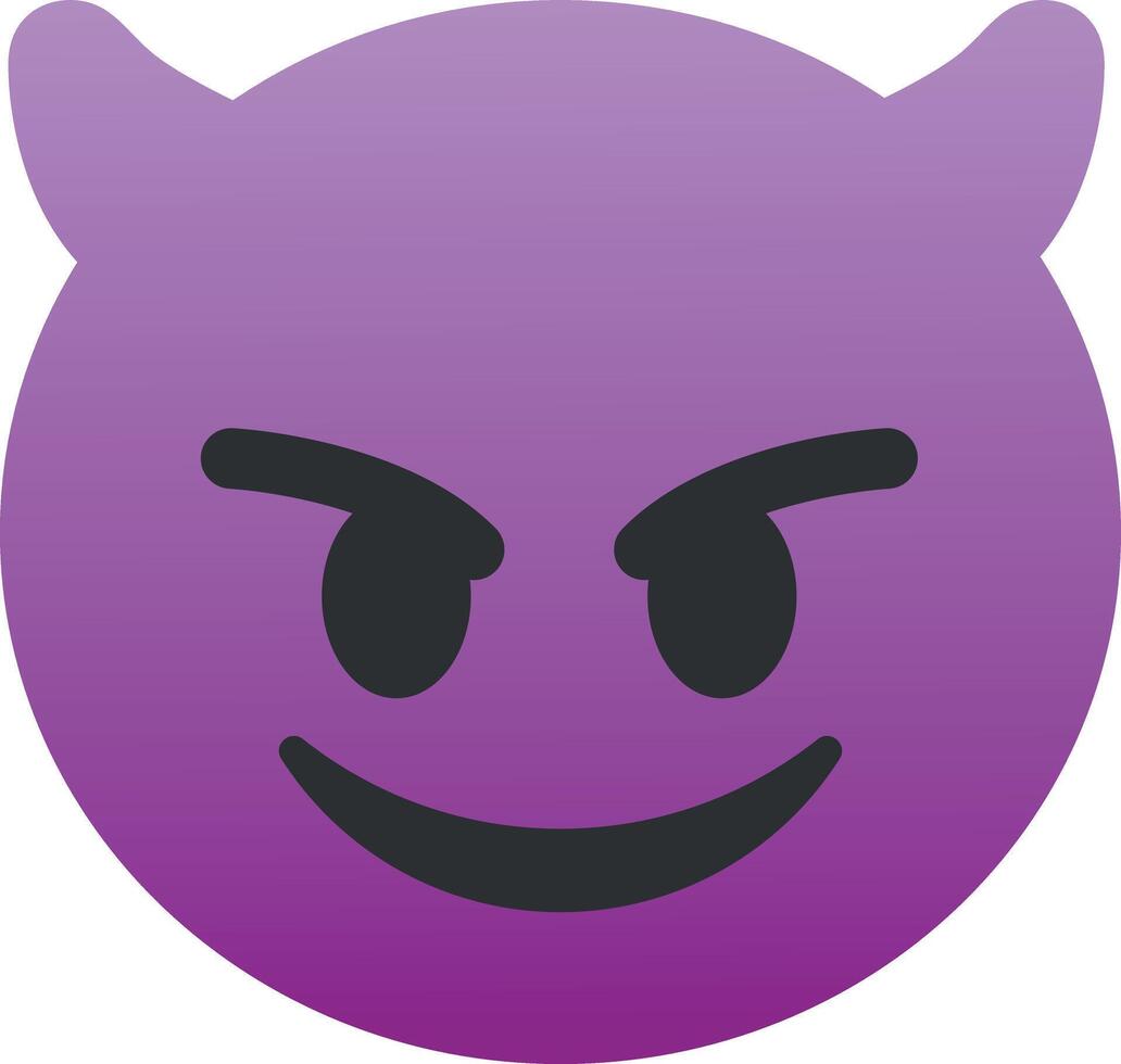 A purple devil emoticant with horns vector