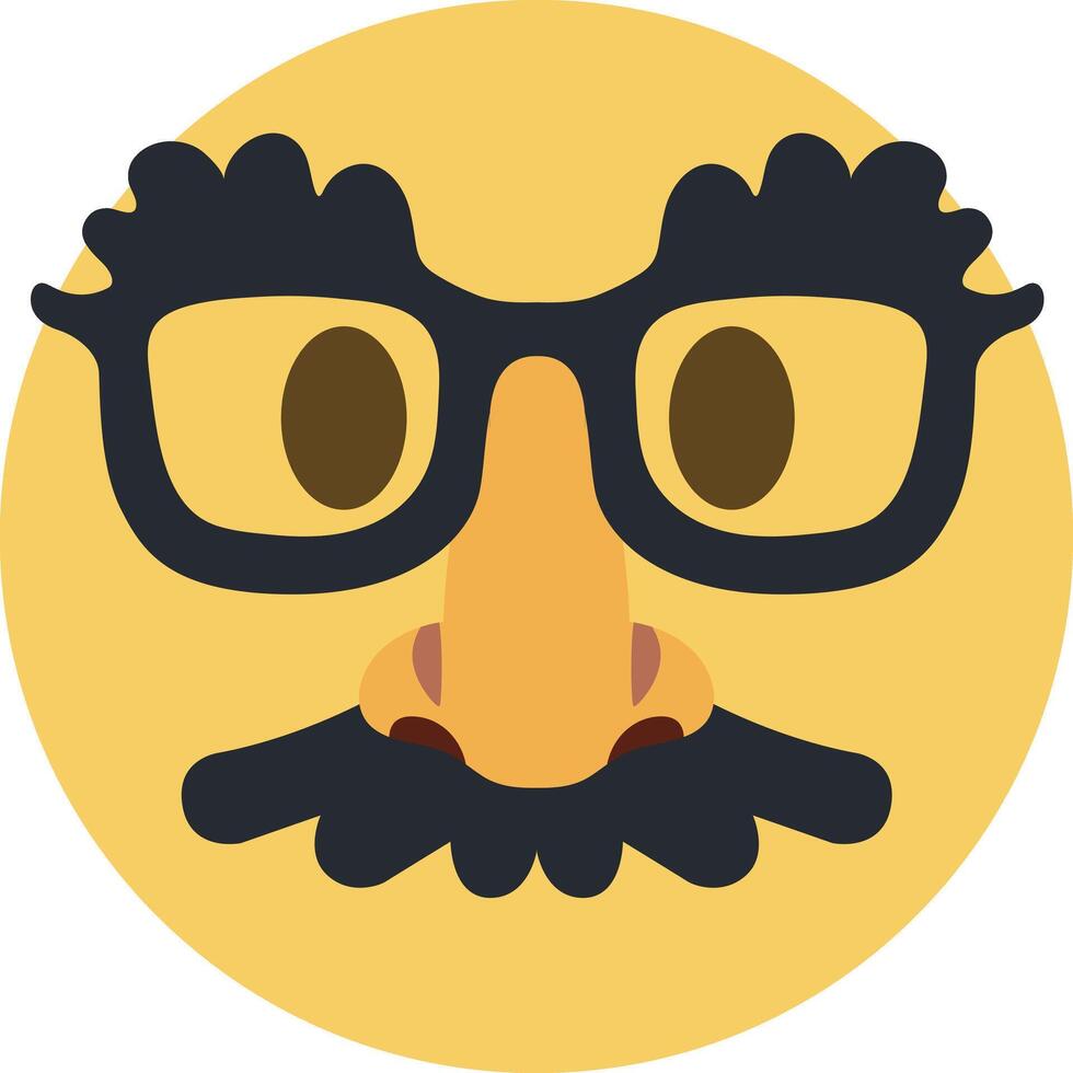 A yellow emoticion with glasses and a mustache vector