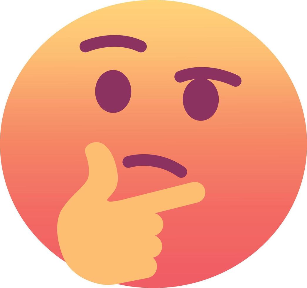 A yellow emoticion with a hand on his chin vector