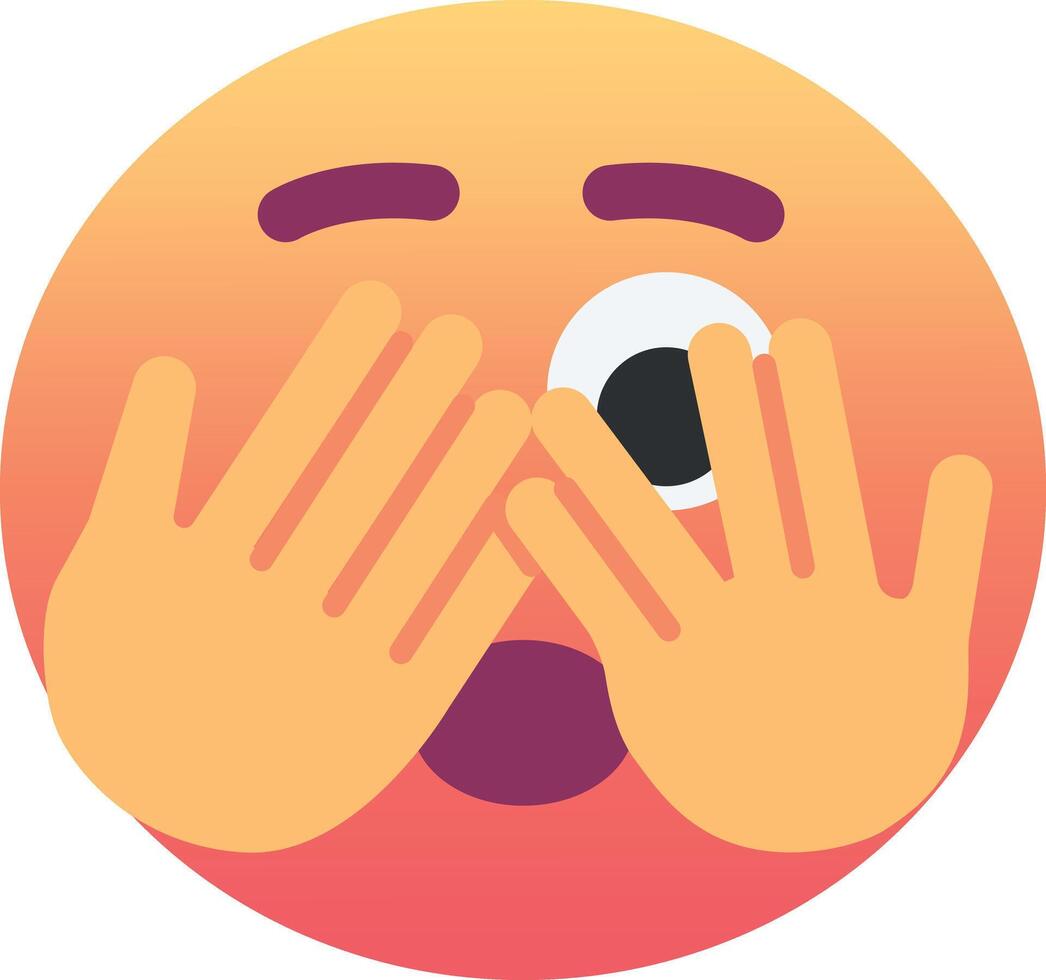 A yellow emoticion with hands covering his eyes vector