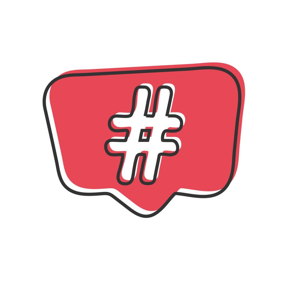 Hashtag icon in speech bubble illustration vector