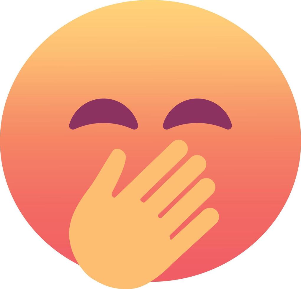 A yellow emoticion with a hand covering its mouth vector