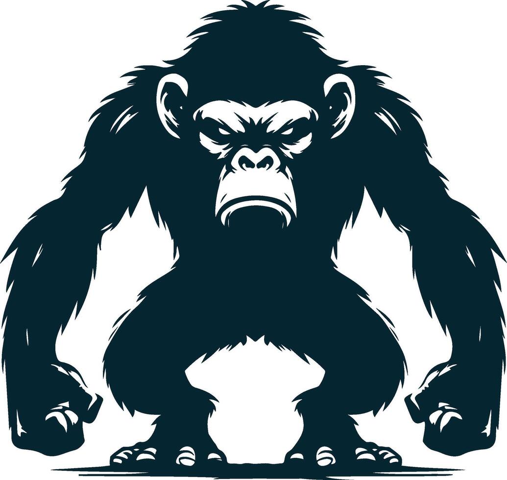 Angry Chimpanzee Silhouette vector