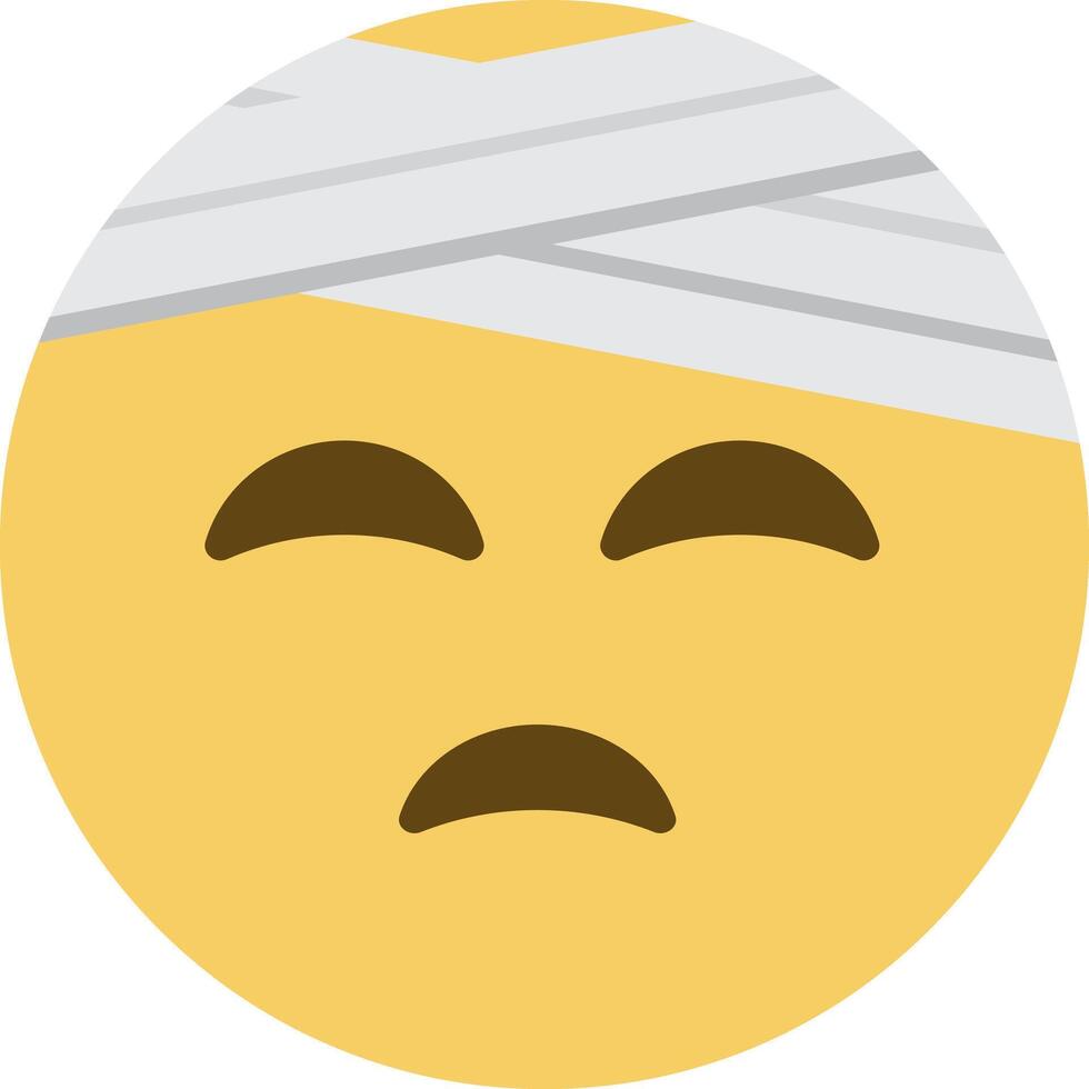 A sad face with bandages on it vector