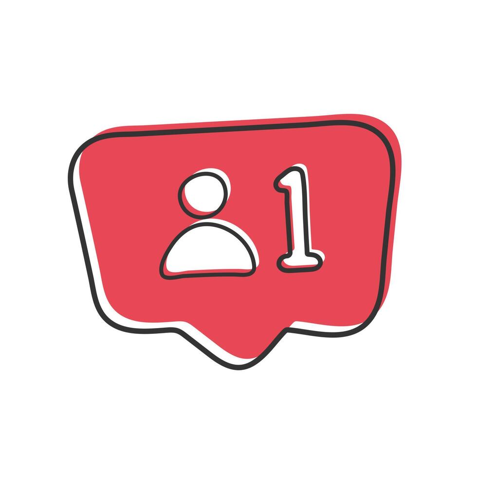 A red speech bubble with a person in it vector