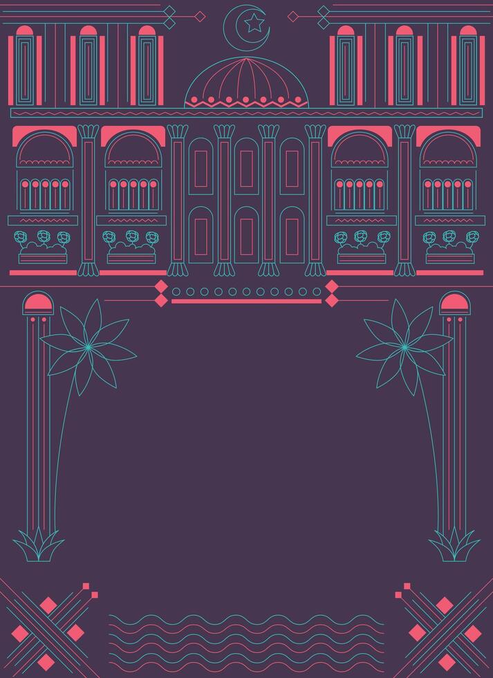The interweaving designs. minimalist line mosque background. vector