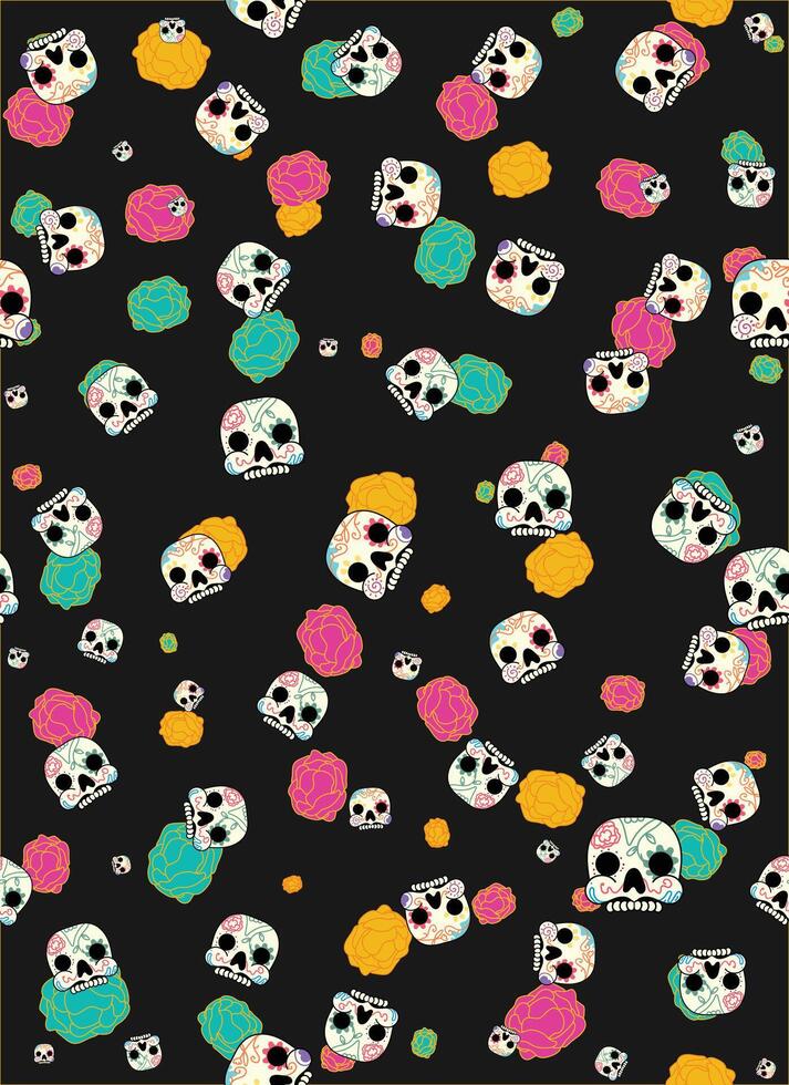 Day of the dead, Dia de los muertos background and seamless pattern vector