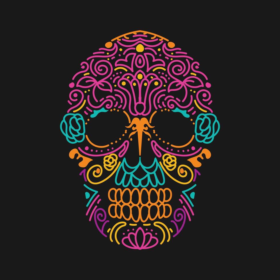 Dia De Los Muertos or Day of the Dead colorful sugar skull vector