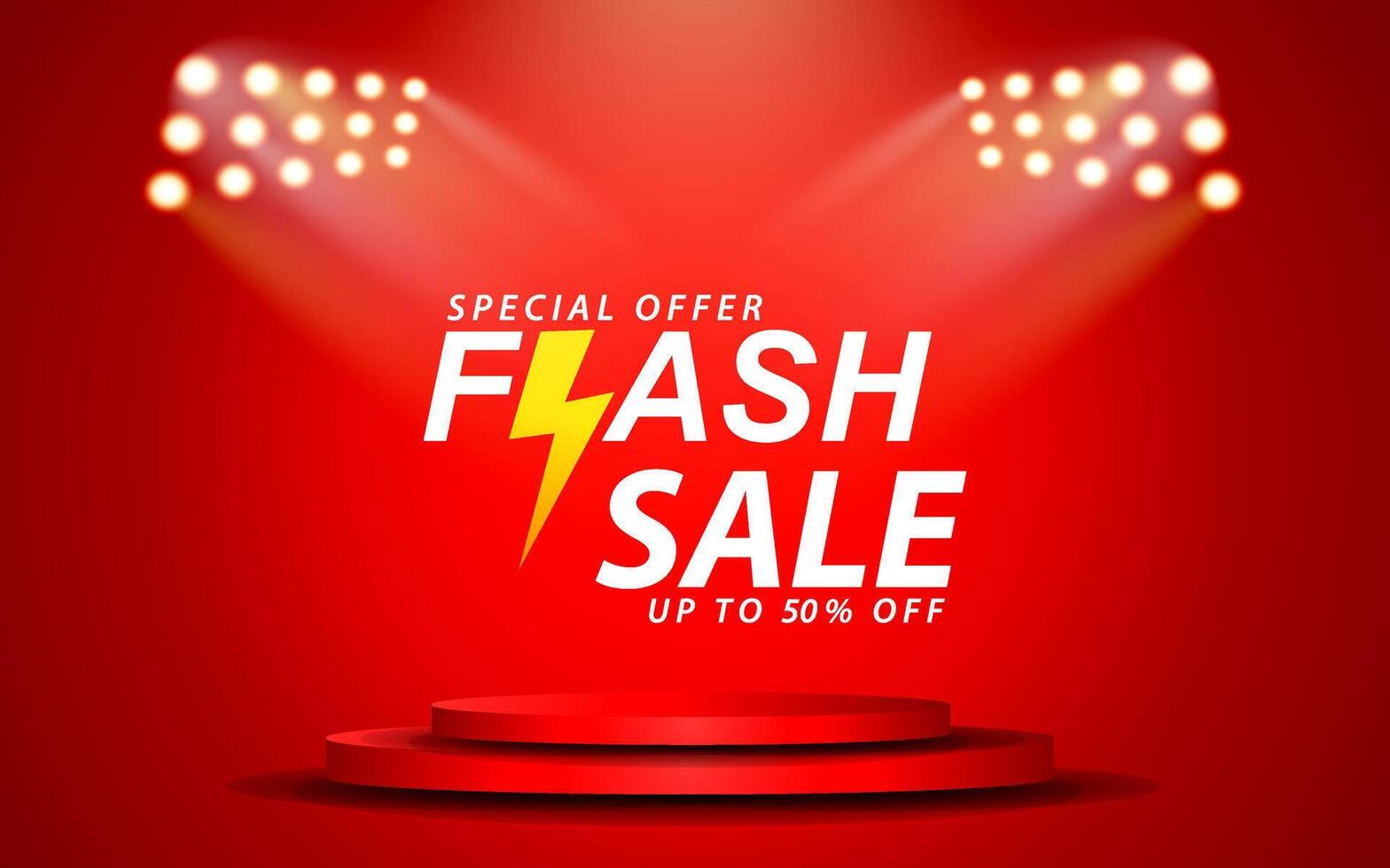 special offer flash sale discount template banner with blank space 3d podium for product sale vector